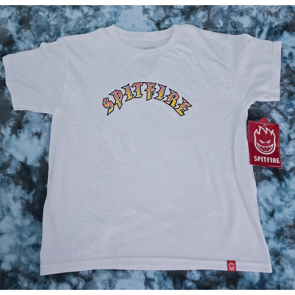 NWT Spitfire Old E Fade Fill White/Red/Gold T-Shirt Youth Size Small